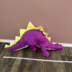 1992 Trendmasters STEGOSAURUS Dinosaur Nylon Plush Purple Neon Puffalump Large